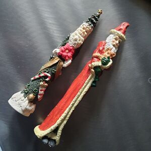 Vintage Lot Of 2 Slim Skinny Santas 6" Figurines Christmas Tree Holiday Decor